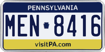 PA license plate MEN8416