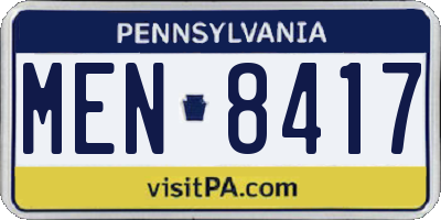 PA license plate MEN8417