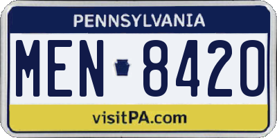 PA license plate MEN8420