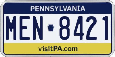 PA license plate MEN8421