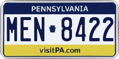 PA license plate MEN8422