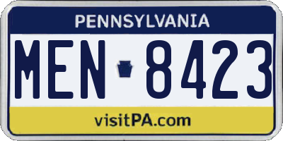 PA license plate MEN8423