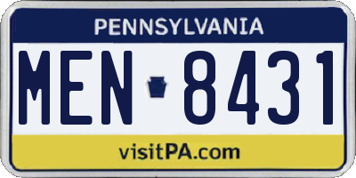 PA license plate MEN8431