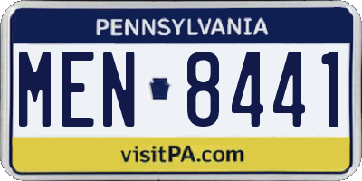 PA license plate MEN8441