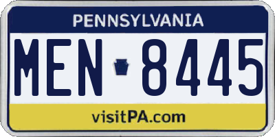 PA license plate MEN8445