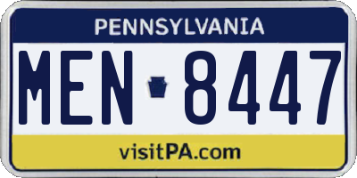 PA license plate MEN8447