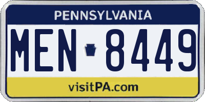 PA license plate MEN8449