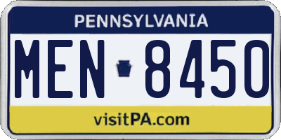 PA license plate MEN8450