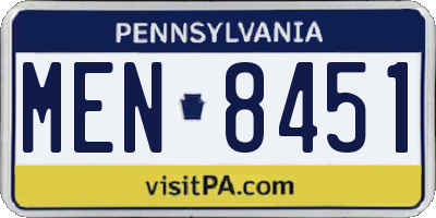 PA license plate MEN8451