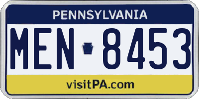 PA license plate MEN8453