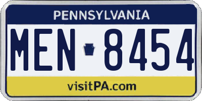 PA license plate MEN8454