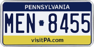 PA license plate MEN8455