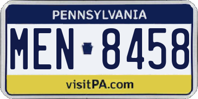 PA license plate MEN8458