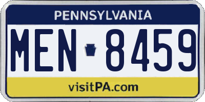 PA license plate MEN8459