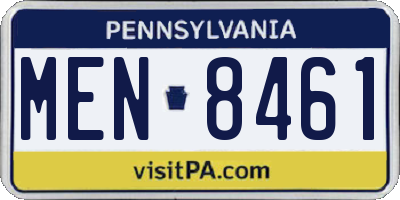 PA license plate MEN8461