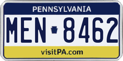 PA license plate MEN8462