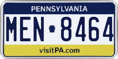 PA license plate MEN8464