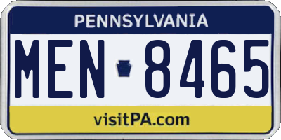 PA license plate MEN8465