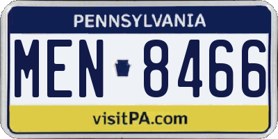 PA license plate MEN8466