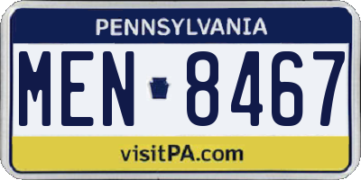 PA license plate MEN8467