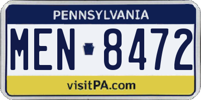 PA license plate MEN8472