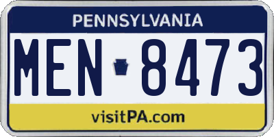 PA license plate MEN8473