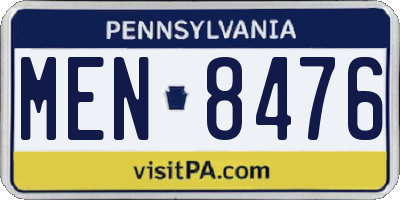 PA license plate MEN8476