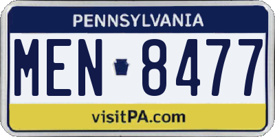 PA license plate MEN8477
