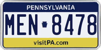 PA license plate MEN8478