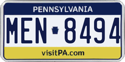 PA license plate MEN8494