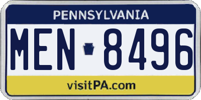 PA license plate MEN8496