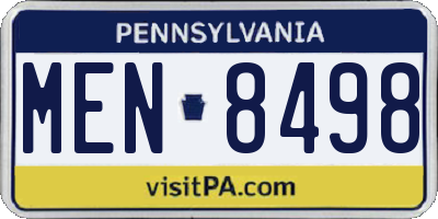 PA license plate MEN8498