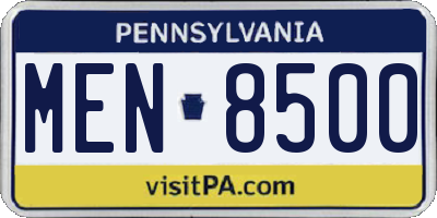 PA license plate MEN8500