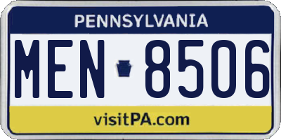 PA license plate MEN8506