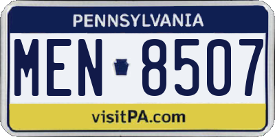 PA license plate MEN8507