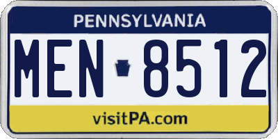 PA license plate MEN8512