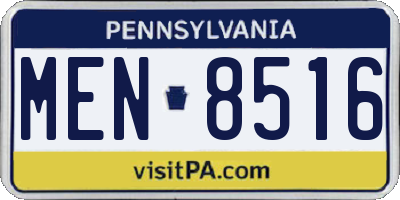 PA license plate MEN8516