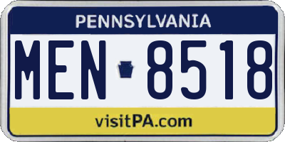 PA license plate MEN8518