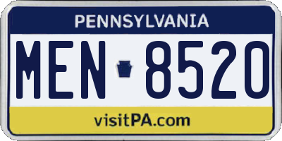 PA license plate MEN8520