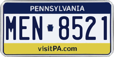 PA license plate MEN8521