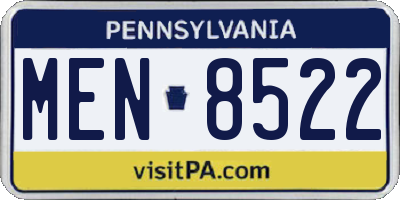 PA license plate MEN8522
