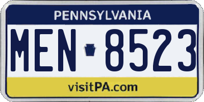 PA license plate MEN8523