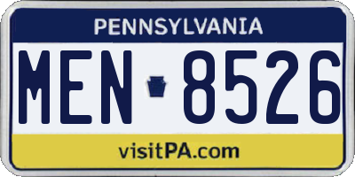 PA license plate MEN8526