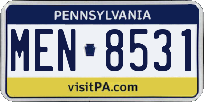 PA license plate MEN8531