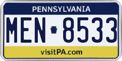 PA license plate MEN8533
