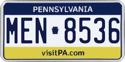 PA license plate MEN8536