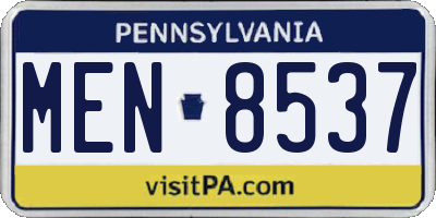PA license plate MEN8537