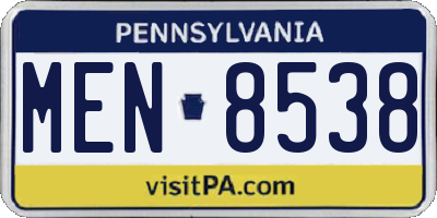 PA license plate MEN8538