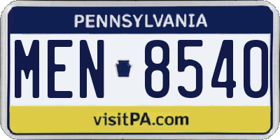 PA license plate MEN8540