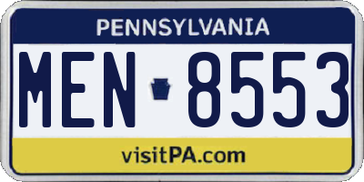 PA license plate MEN8553
